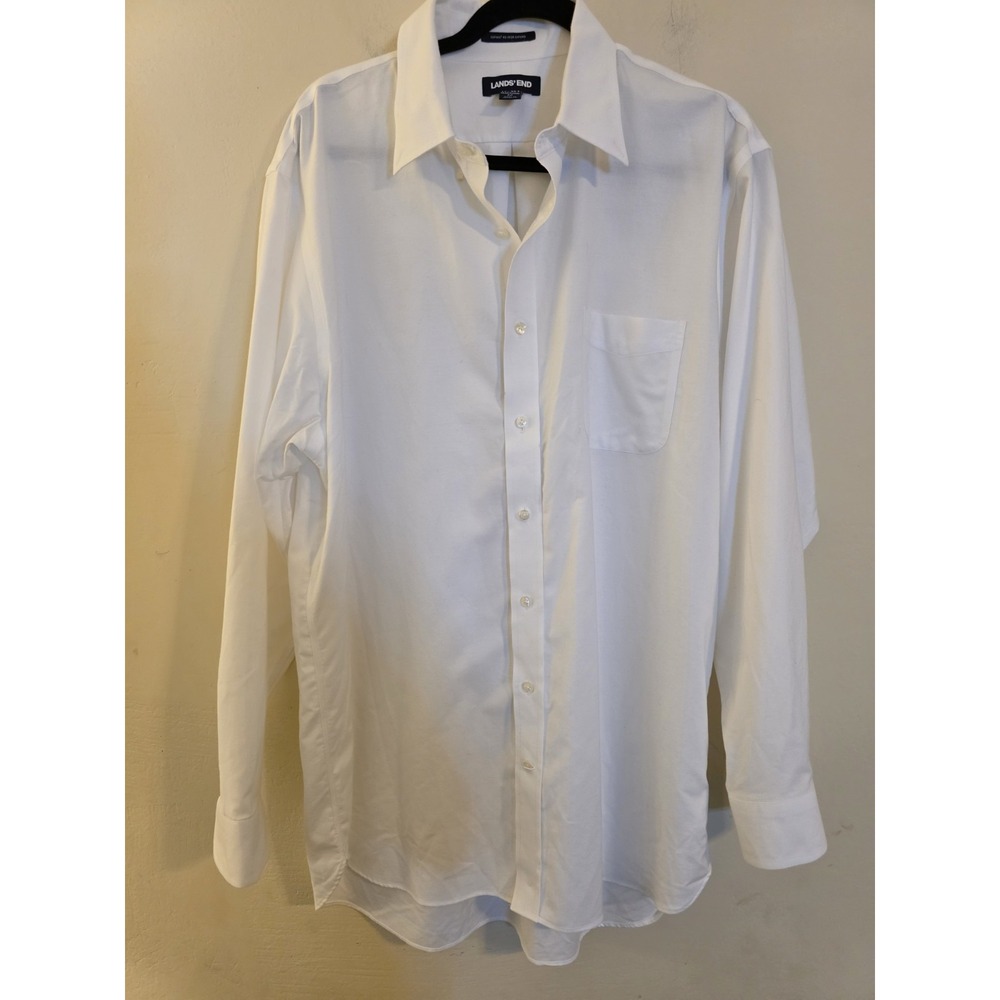 Lands End Men's 17/36T Traditional Fit L/S Button No Iron Supima Cotton Shirt